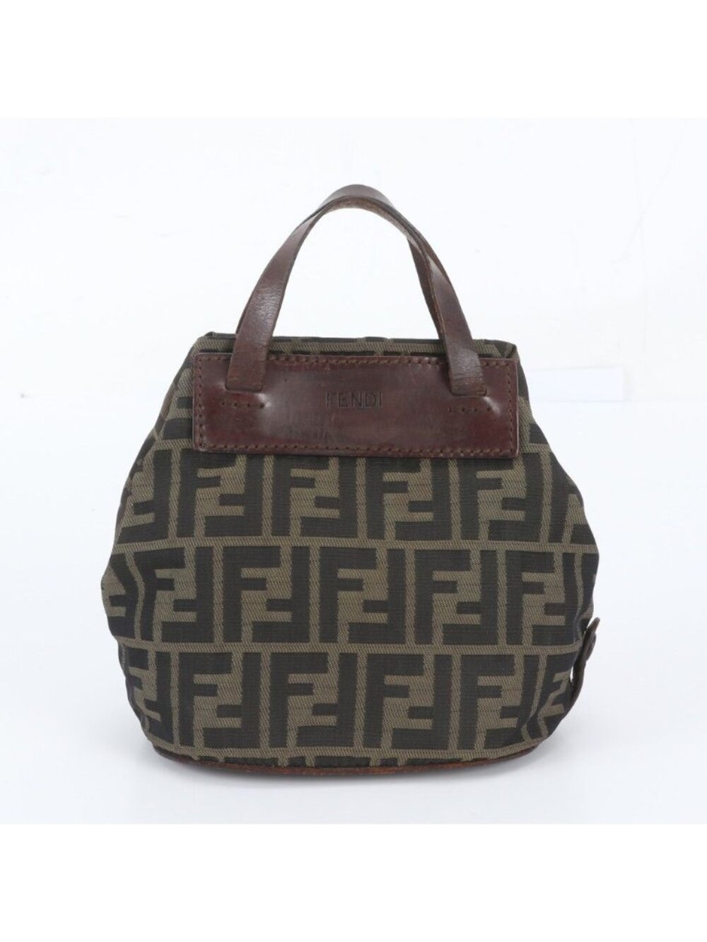 Fendi FF Zucca Leather Handbag Tote Brown